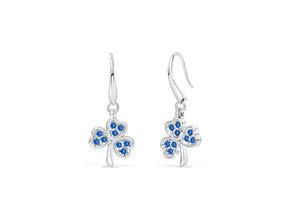 Shamrock Earrings with Sapphire Blue Crystal