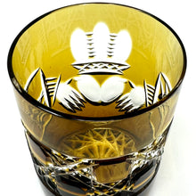 Load image into Gallery viewer, Amber Claddagh Crystal Whiskey Glass - Slightly Imperfect