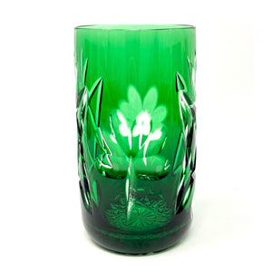 NEW! Emerald Green Shamrock Stemless Champagne Glass - Pair - Slightly Imperfect