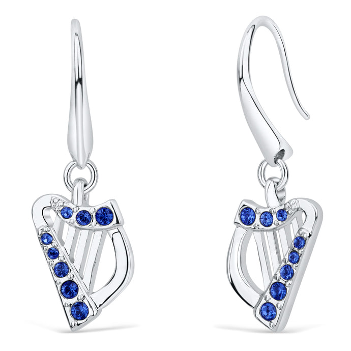 Harp Earrings with Sapphire Crystals