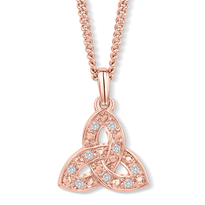 Trinity Knot Rose Gold Crystal Pendant